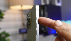 IPhone 16 pro max smartphone side view and button controls 