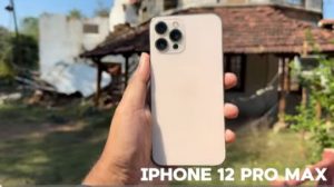 IPhone 12 pro max smartphone back view with camera setup 