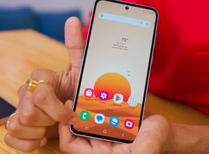 Samsung Galaxy A55 5g smartphone display view 