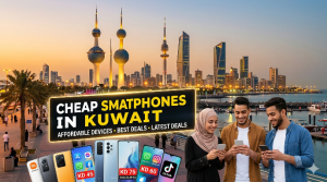 Image of Cheap Smartphones in Kuwait with the Kuwait city background