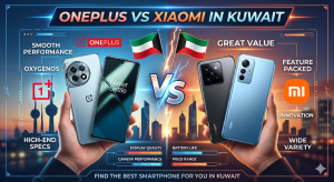 This is a image of OnePlus vs Xiaomi in Kuwait with realastic smartphones. 