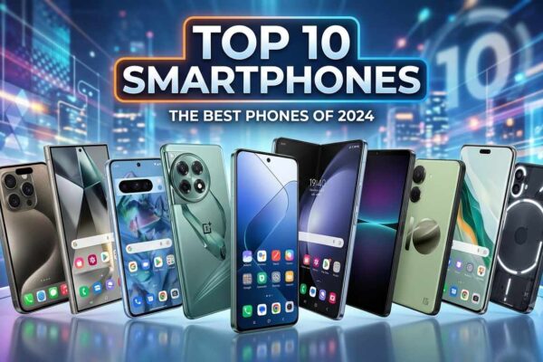 Lineup of Top 10 Smartphones showing latest Android and iPhone models
